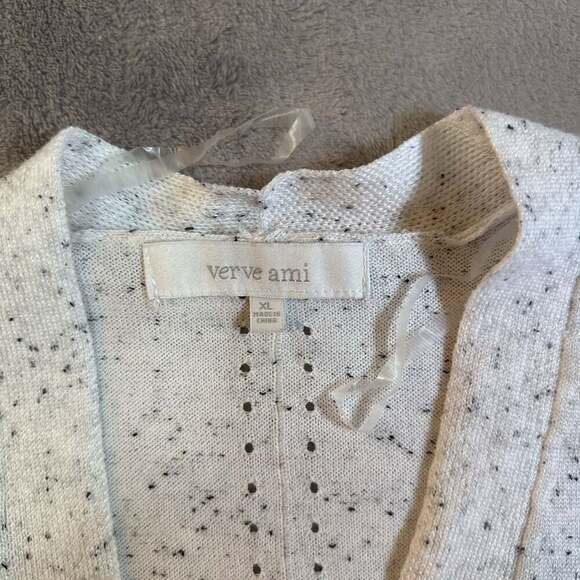 Verve Ami Ivory Black Speckled Open-Front Cardigan Sweater - Picture 4 of 6